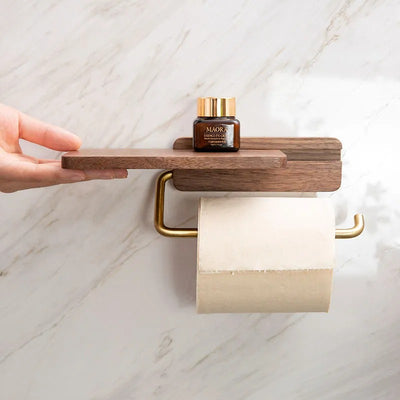 ModaHold Walnut & Gold Toilet Paper Holder